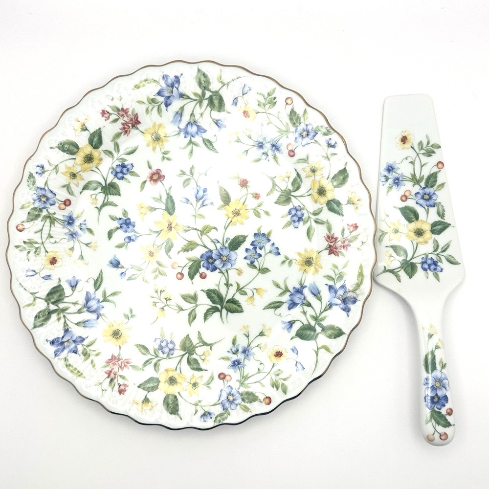 Vintage Andrea by Sadek Springtime Porcelain Cake Plate & Server 10"